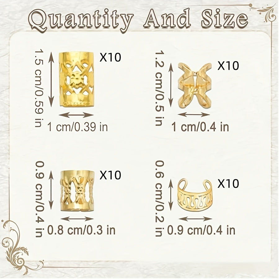 40pcs Alloy Hair Cuffs & Rings for Braids
