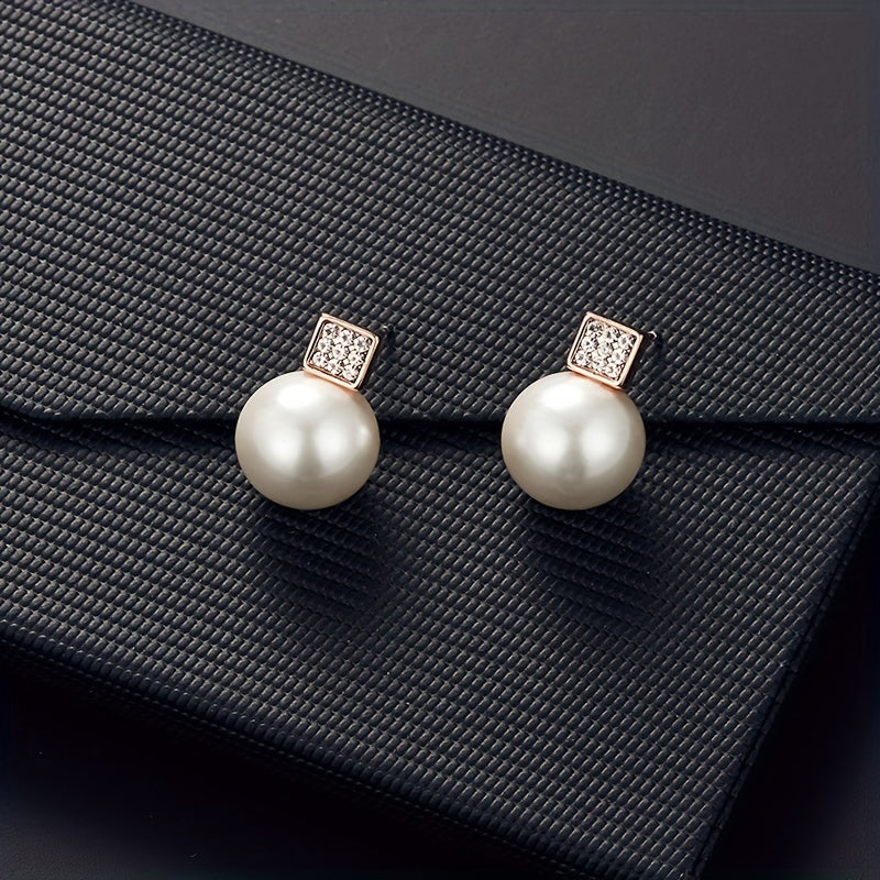 Imitation Pearl Necklace And Earring Jewelry Set