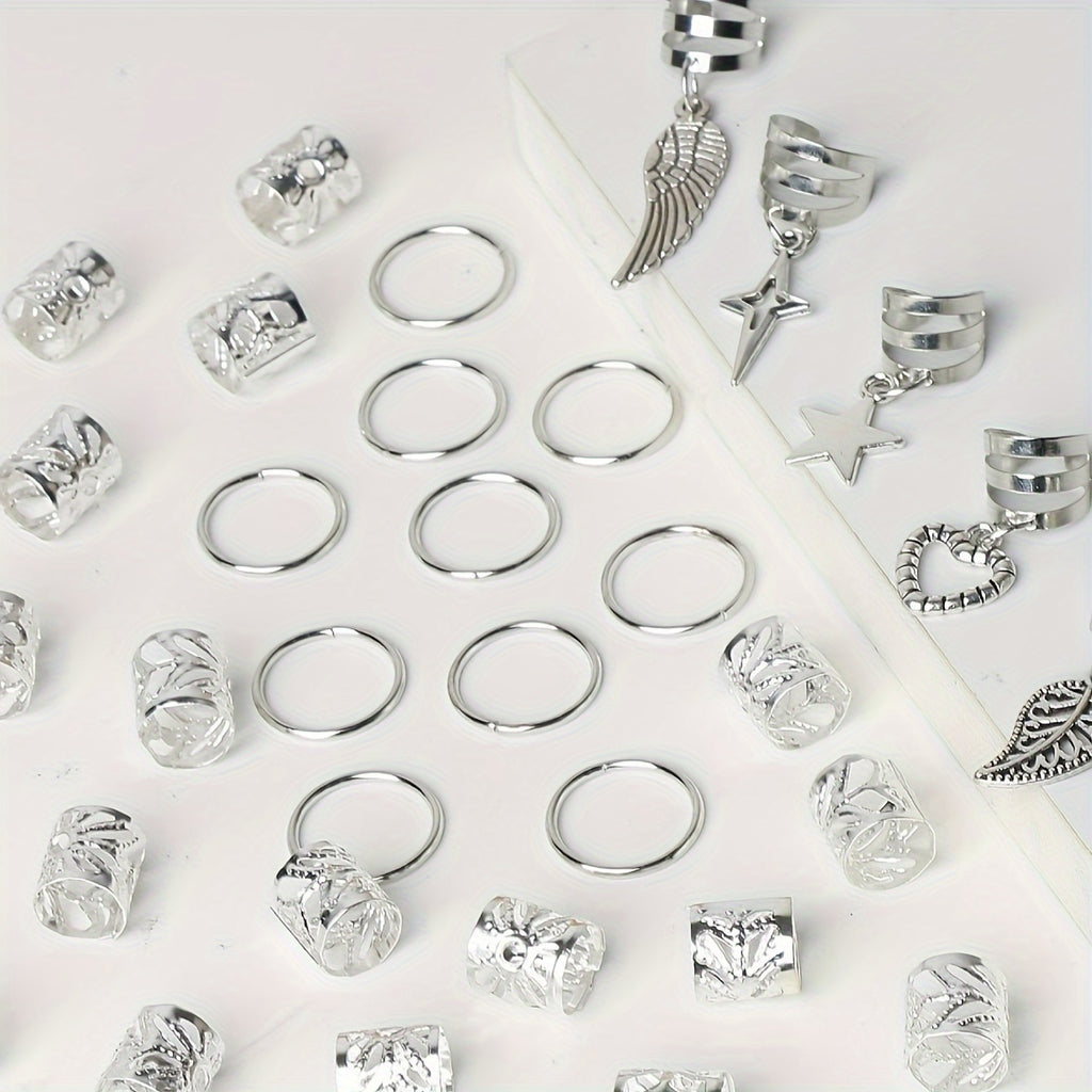 45pcs Alloy Braid Hair Rings Jewelleries