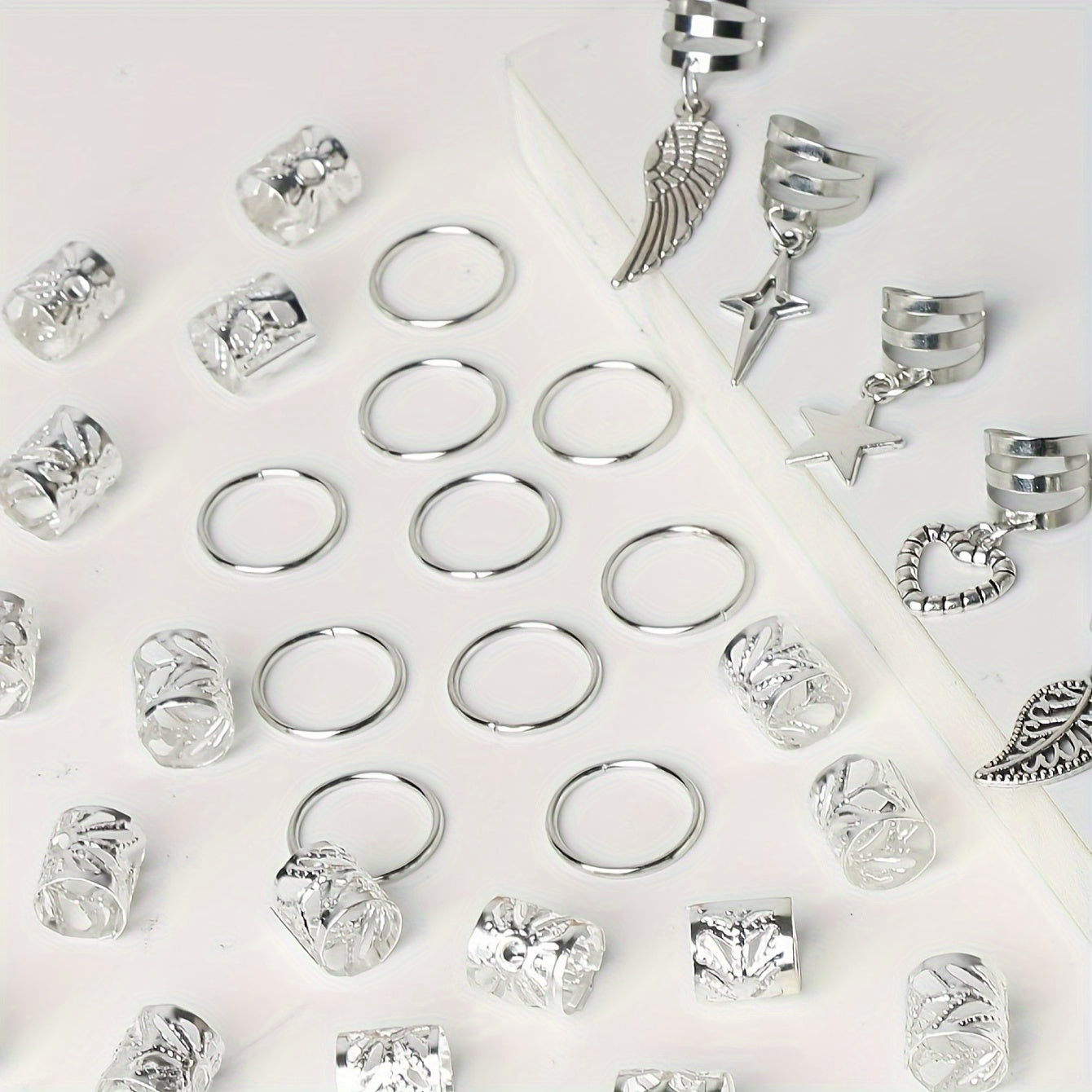 45pcs Alloy Braid Hair Rings Jewelleries