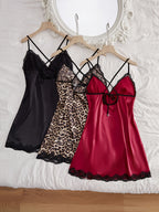 Slit Contrast Lace Pyjama Set