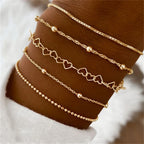 5pcs/set Simple Style Silver Thin Chain Bracelets
