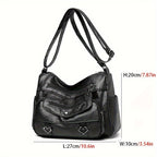 Retro Multi Pockets Crossbody Bag, Soft Faux Leather Bag