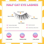 10 Pairs Thick Half Eyelashes 10mm Wispy Cat Eye Eyelashes