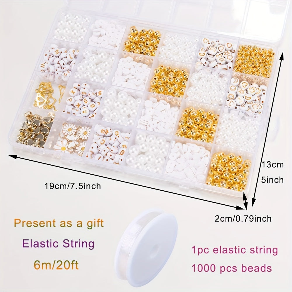 1000pcs DIY Imitation Pearl Beads Bracelet Making Kit.