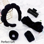 Set Spa Headband Wristband Set with Hair Claw Clips Skincare Headbands