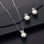 Imitation Pearl Necklace And Earring Jewelry Set