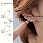 Luxury Spiral Rod Ball Stud Earrings with Rhinestone Inlay