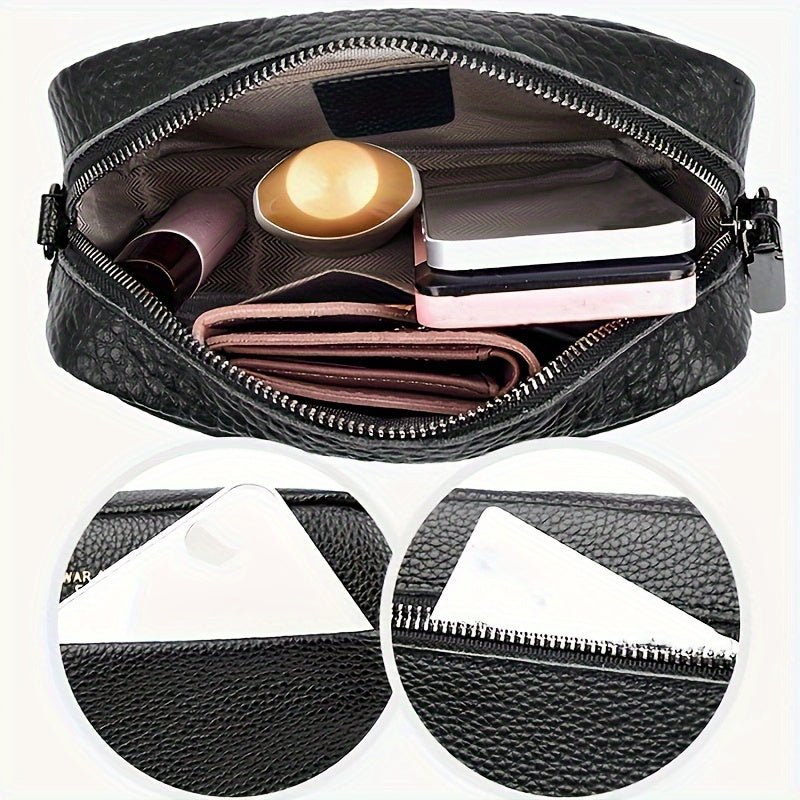 Elegant Genuine Leather Square Crossbody Bag for Women