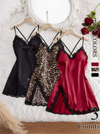 Slit Contrast Lace Pyjama Set