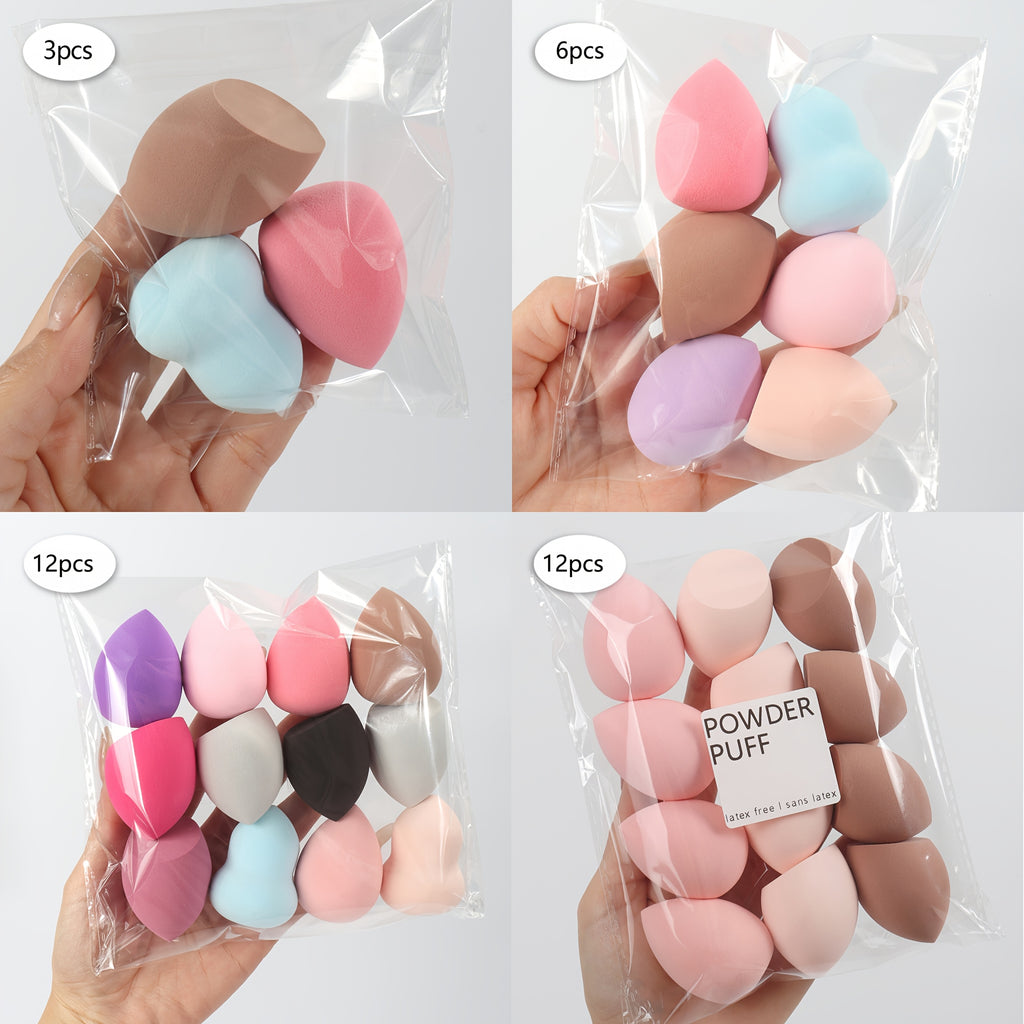 Medium Makeup Sponges 3/6/12pcs, Assorted Colors and Shapes.