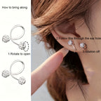 Luxury Spiral Rod Ball Stud Earrings with Rhinestone Inlay