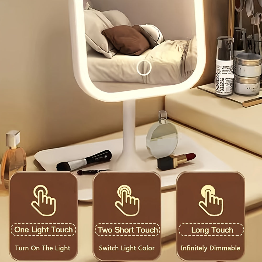 LED Makeup Mirror, Rechargeable Desktop Vanity Mirror.