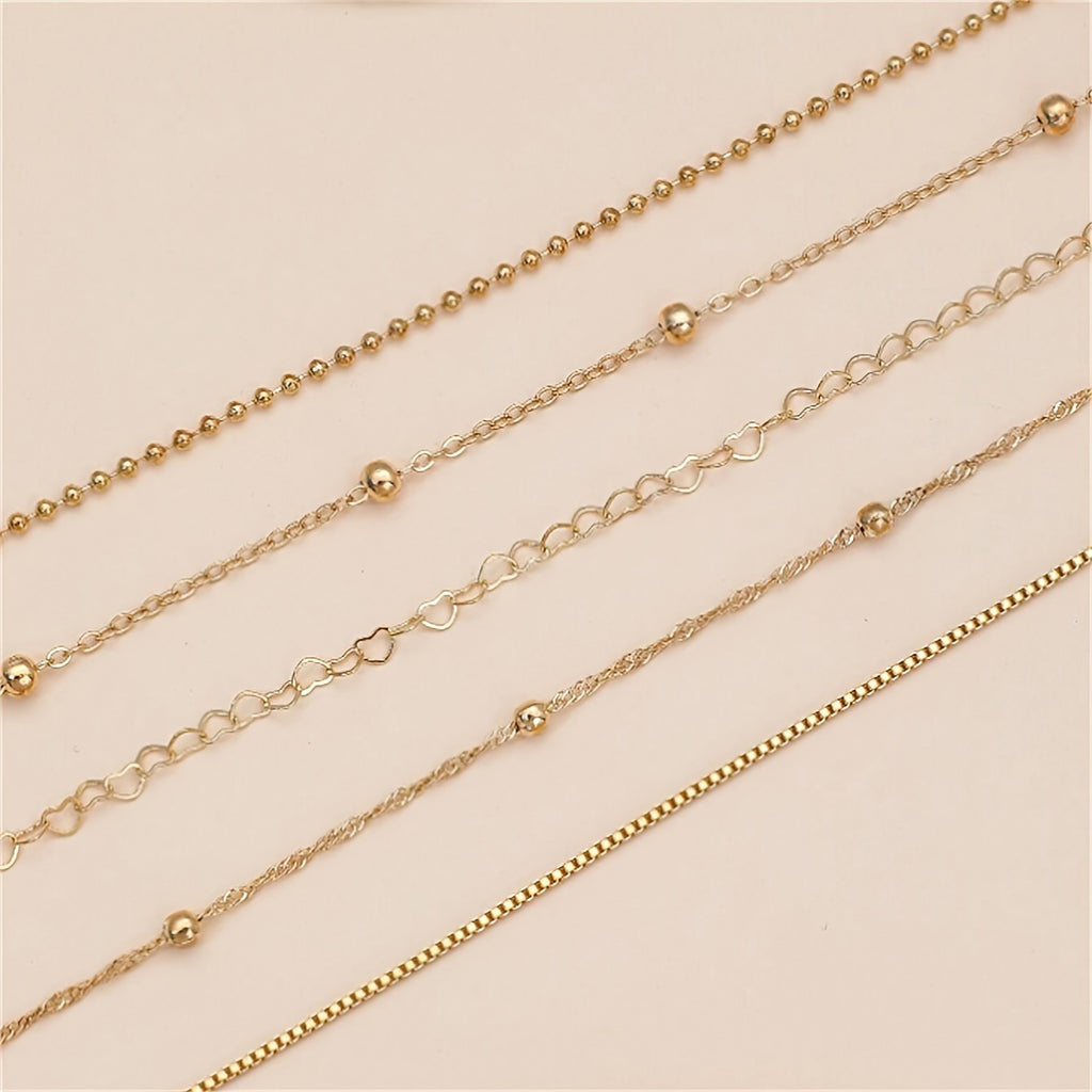 5pcs/set Exquisite Golden Thin Iron Bracelets
