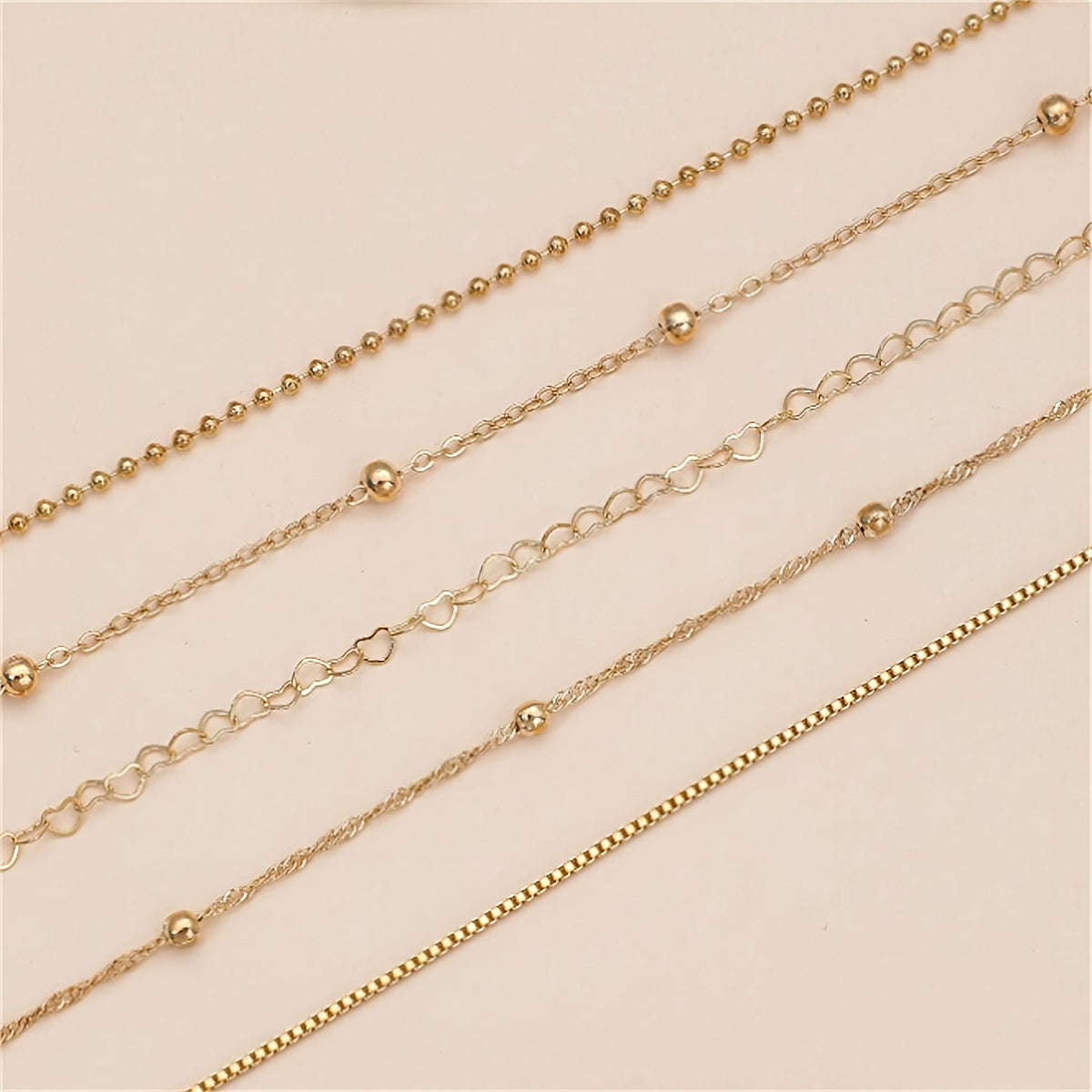 5pcs/set Exquisite Golden Thin Iron Bracelets