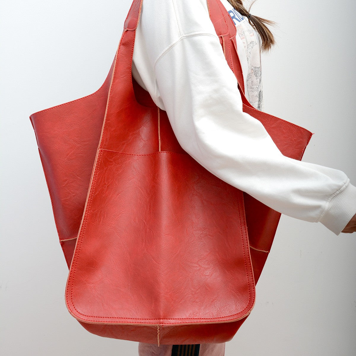 Large Capacity Retro PU Tote Bag For Women