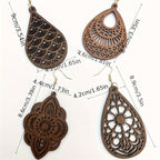 4 Pairs/ Set Vintage Carved Flower Pattern Jewellery