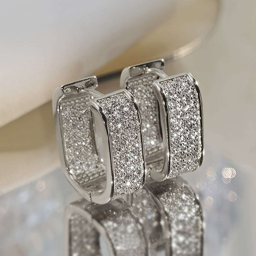 READKISS Luxury Paved CZ Hoop Earrings.