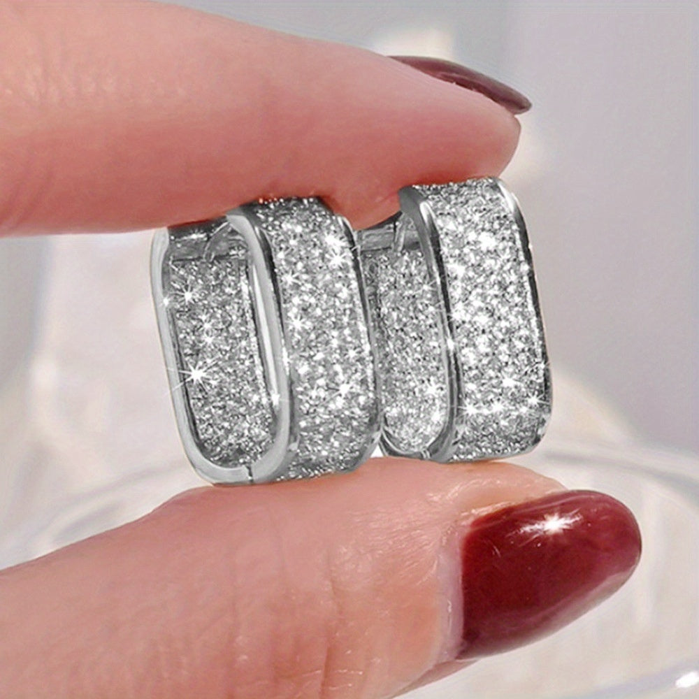 READKISS Luxury Paved CZ Hoop Earrings.