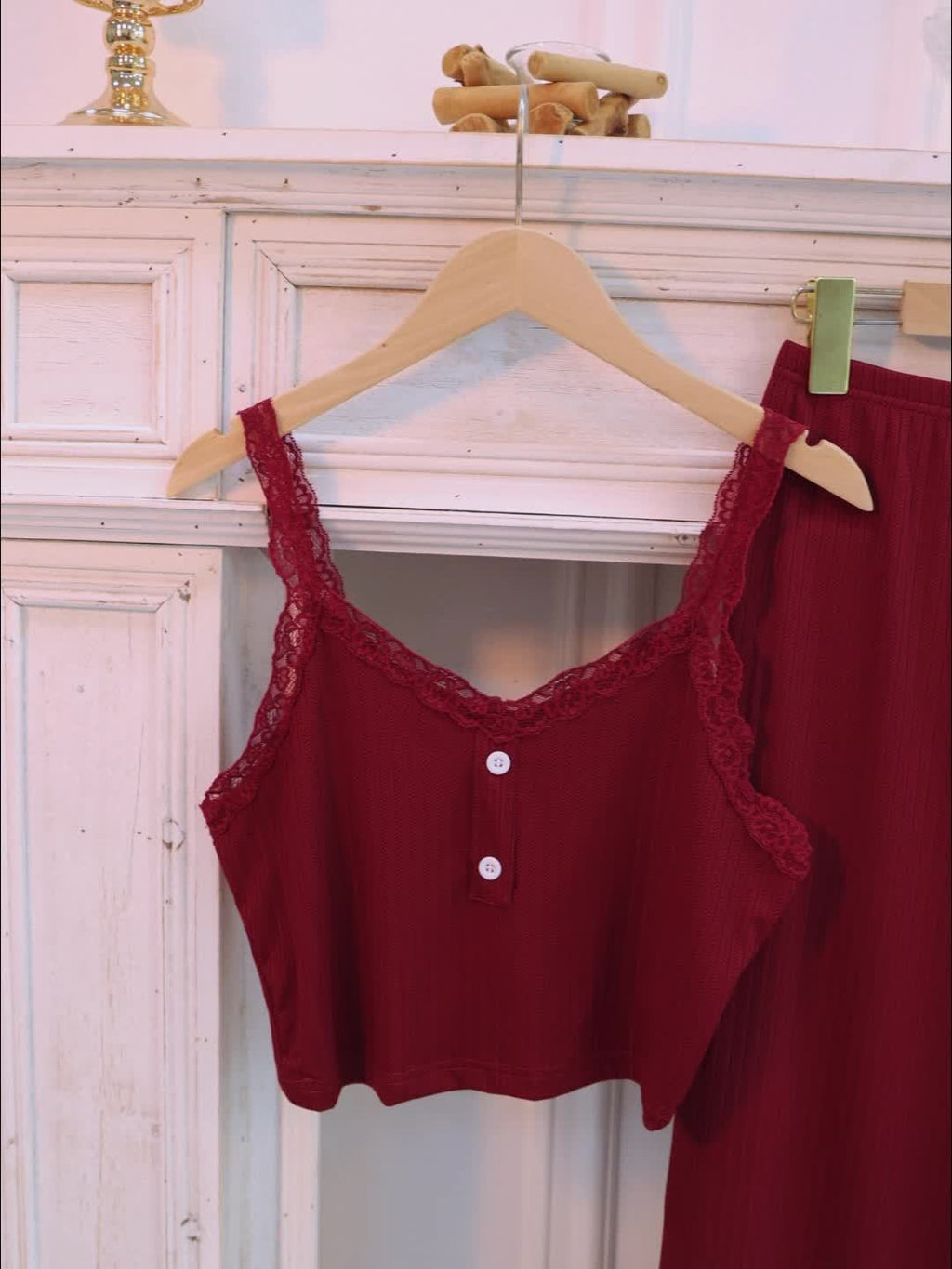 3 Sets Lace Trim Lounge Set