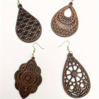 4 Pairs/ Set Vintage Carved Flower Pattern Jewellery