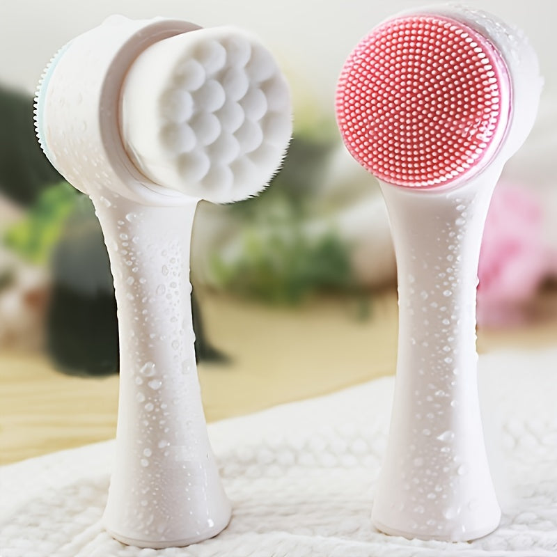 2-in-1 Silicone Facial Cleansing Brush, Gentle Exfoliating & Massage