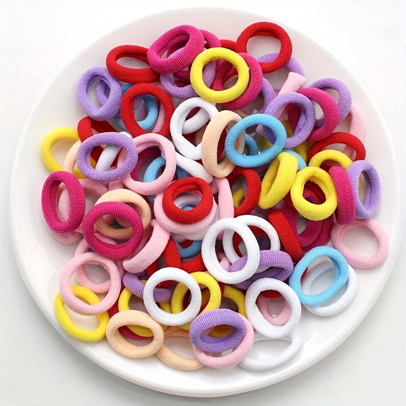 Candy Colour Ponytail Holders – Soft Elastic Hair Ties for Girls, Preppy Style (100pcs)