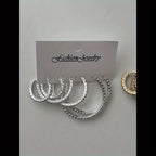 6-Piece Set Simple Hoop Earrings with Rhinestones