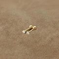 Golden four-prong twisted ball cubic Synthetic Zirconia earrings
