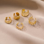 Hip Hop Y2K Style Leaf Cutout Ear Cuffs Set