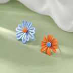 Charming Asymmetric Daisy Flower Stud Earrings.