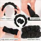 Set Spa Headband Wristband Set with Hair Claw Clips Skincare Headbands