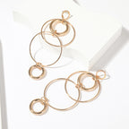 Long Geometric Round Earrings