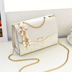 Sequins Square Purse, Elegant Shoulder Bag With Pendant