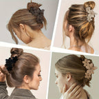 4pcs Elegant Vintage Style Non-Slip Matte Flower Hair Clips Set