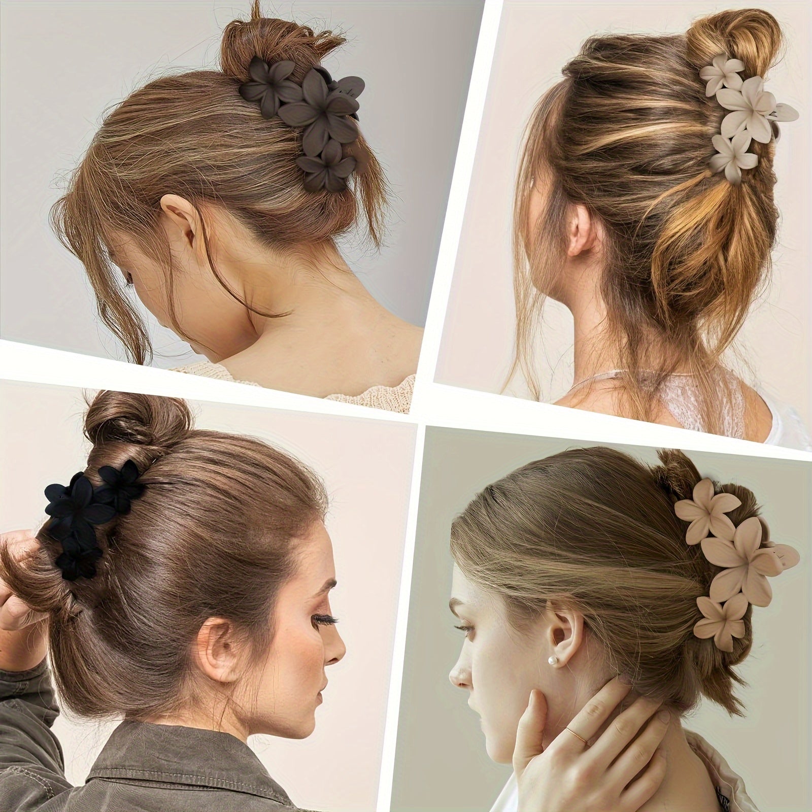 4pcs Elegant Vintage Style Non-Slip Matte Flower Hair Clips Set