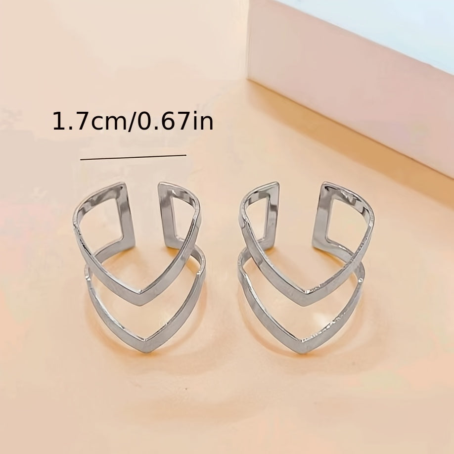 Two Stylish and Elegant Geometric Hollow-out Metal Rings