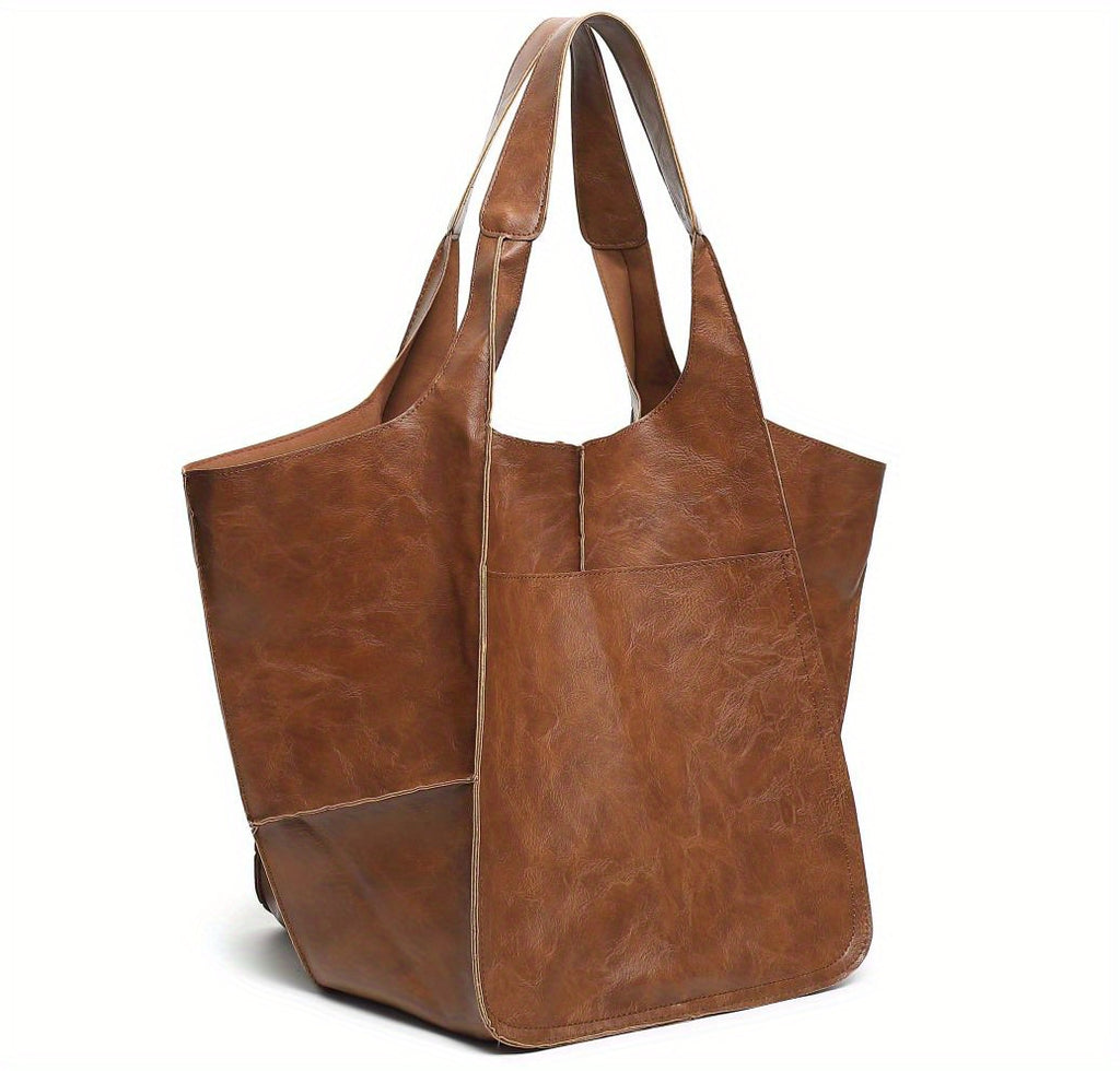 Large Capacity Retro PU Tote Bag For Women