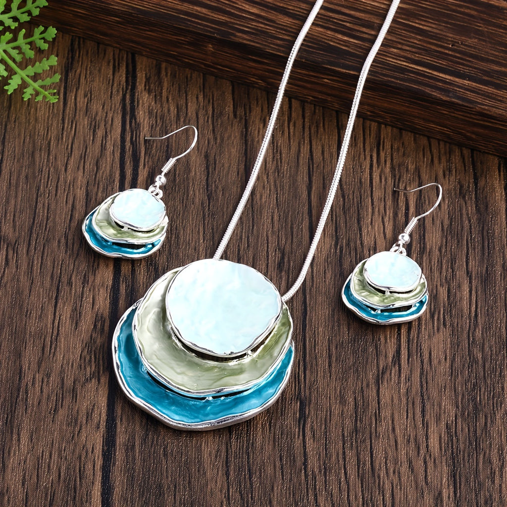 CRING COCO Bohemian 3-Layer Round Zinc Alloy Enamel Jewelry Set