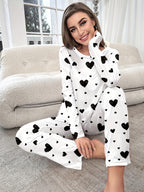 Women's Fashion Casual Heart Print Pyjama Set
