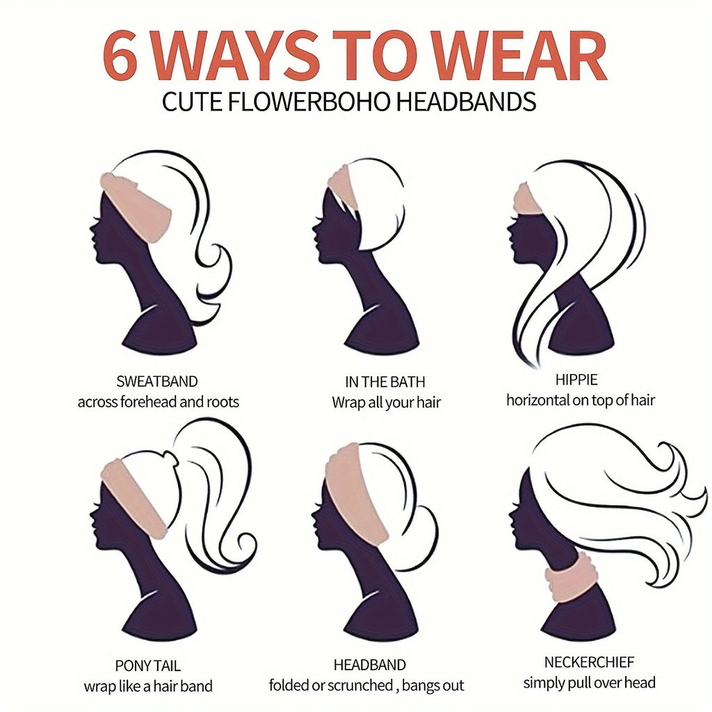 Cute Bohemian-Style, Elastic Headbands for Women