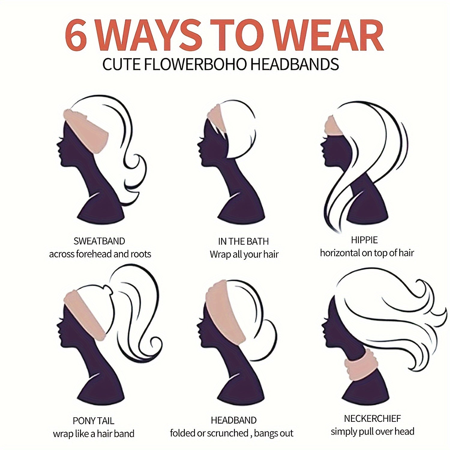 Cute Bohemian-Style, Elastic Headbands for Women