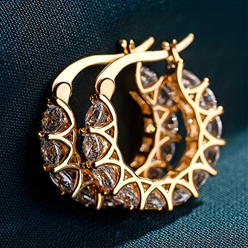 Elegant Zirconia-studded Circular Hoop Earrings