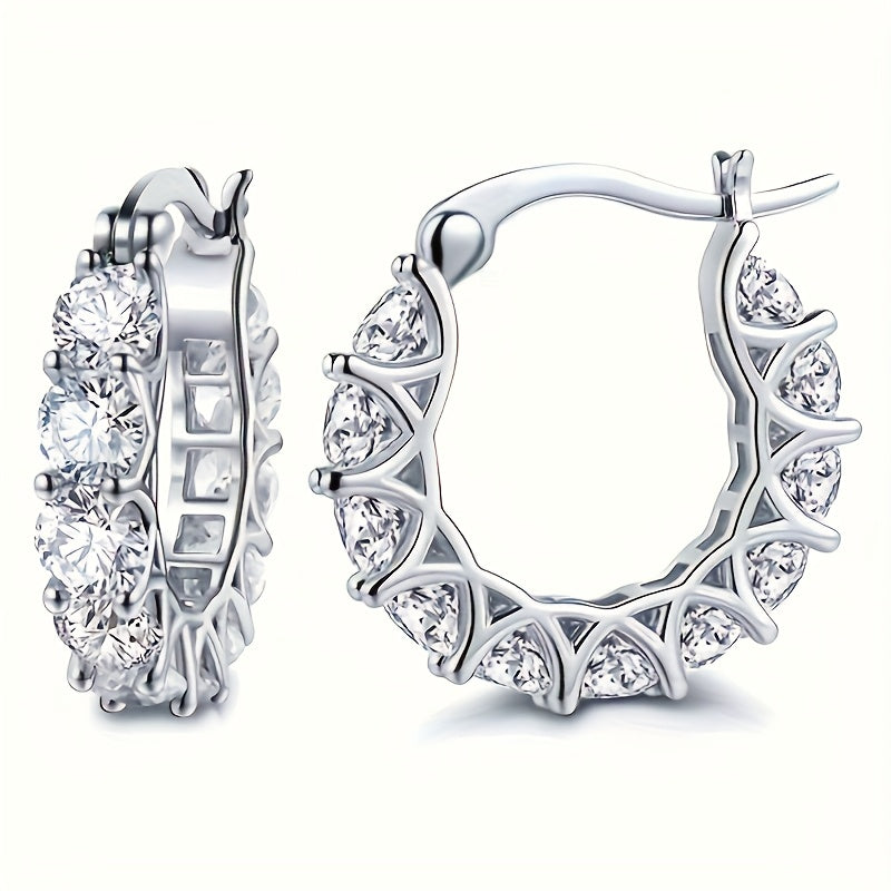Elegant Zirconia-studded Circular Hoop Earrings