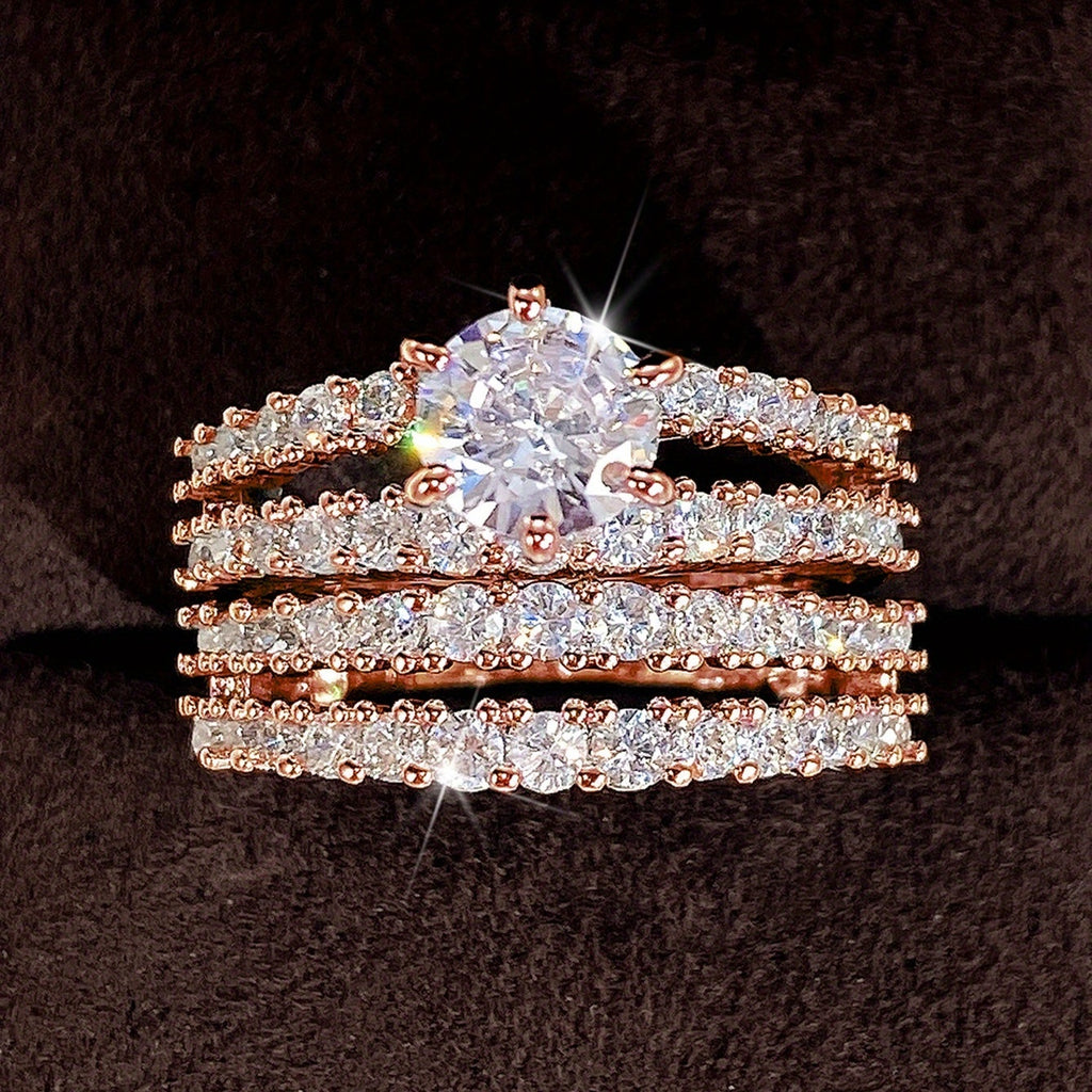 2pcs/set Bridal Synthetic Zirconia Rings