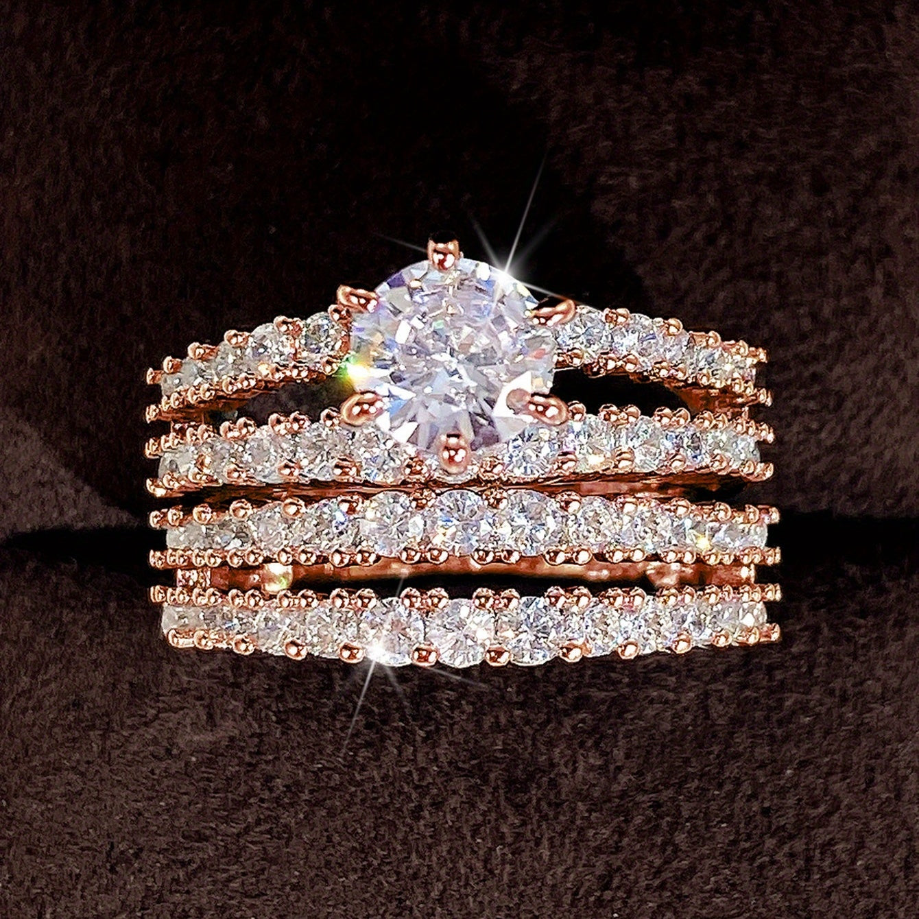 2pcs/set Bridal Synthetic Zirconia Rings