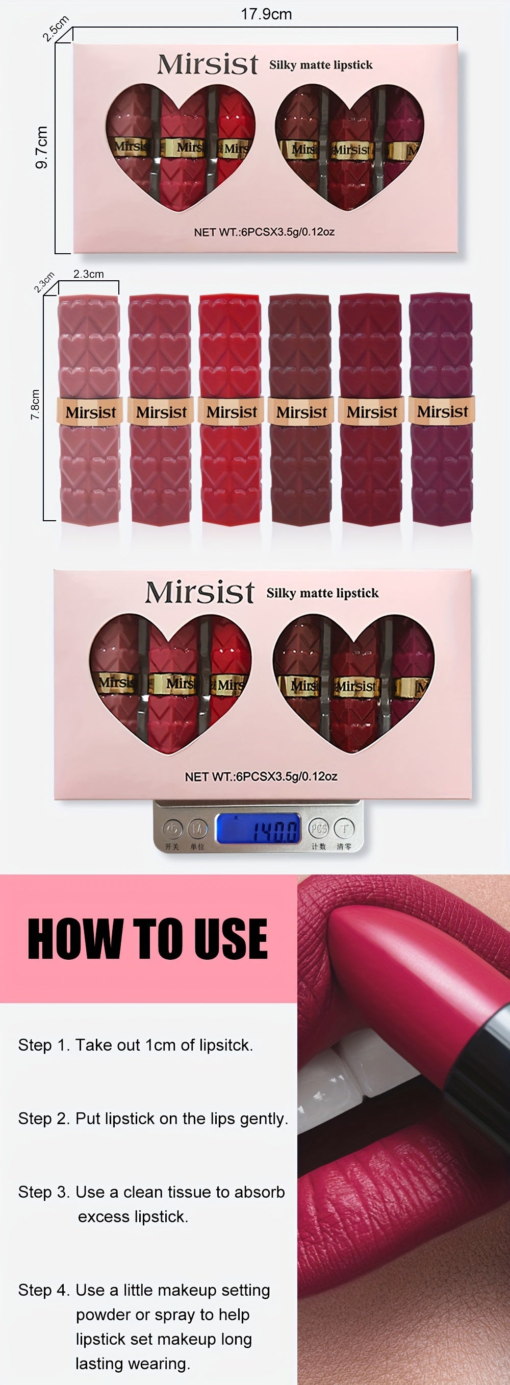 Mirsist 6-Color Soft-Focus Matte Lipstick