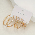 6-Piece Set Simple Hoop Earrings with Rhinestones