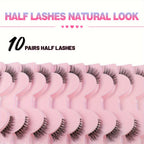 10 Pairs Thick Half Eyelashes 10mm Wispy Cat Eye Eyelashes