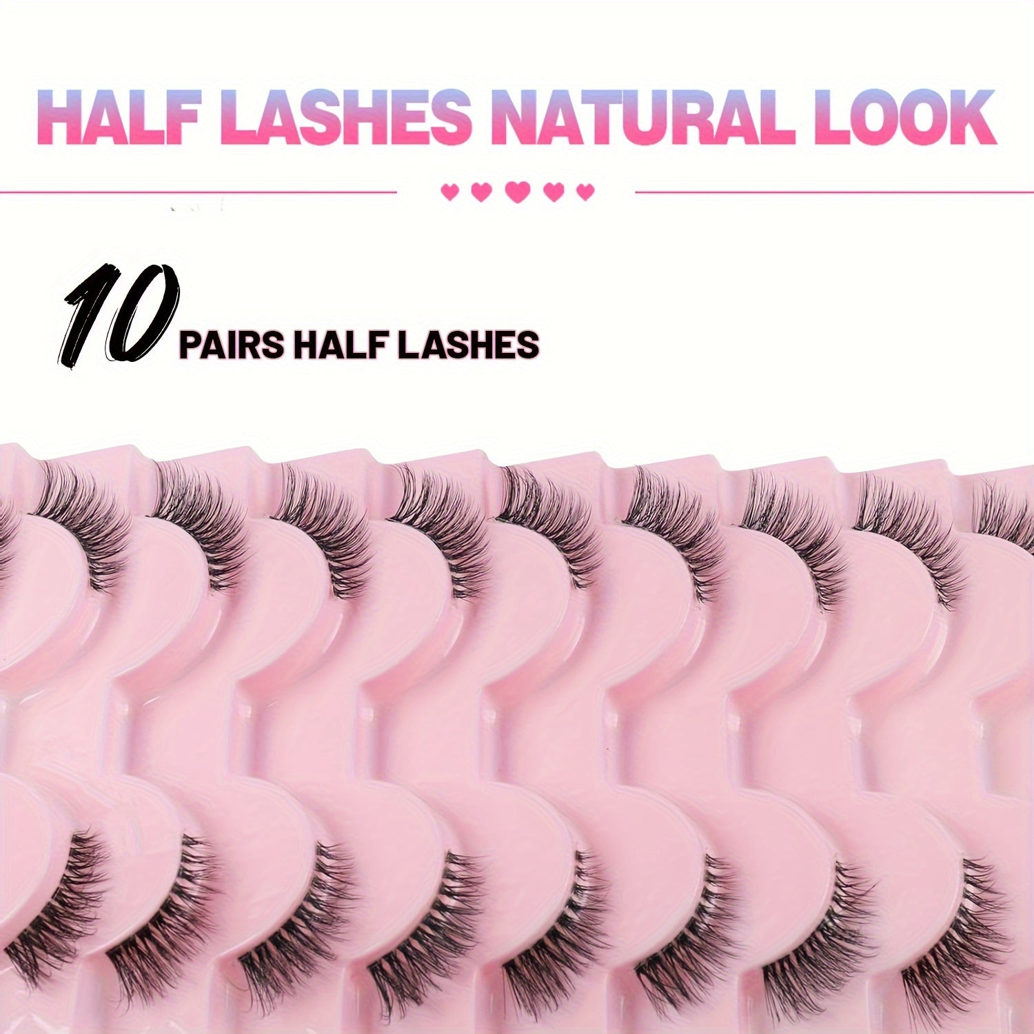 10 Pairs Thick Half Eyelashes 10mm Wispy Cat Eye Eyelashes